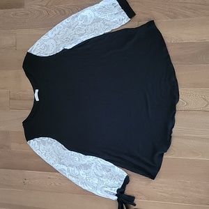 Reborn J Black Sweater with White Lace‎ Sleeves Small